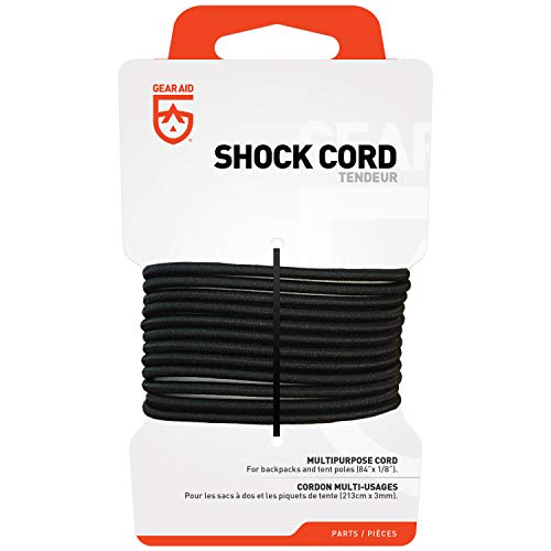 GEAR AID Elastic Shock Cord for Tent Poles and Jackets, Black, 84'' x 1/8''