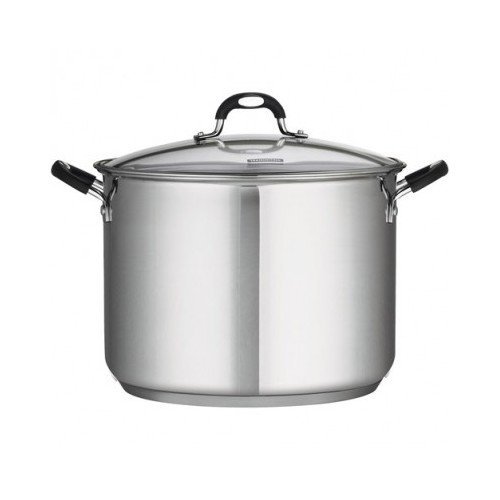 16 Qt Tramontina Stainless Steel Covered Stockpot, Induction Ready, 3ply Base, Clear Lid