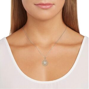 MORGAN & PAIGE 18K Yellow Gold-Plated .925 Sterling Silver Genuine Sky Blue Topaz Evil Eye Teardrop Filigree 1-5/8" Pendant Necklace on 18" Chain - December Birthstone