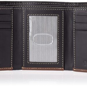 Timberland mens Leather Trifold Wallet With Id Window, Black/Brown (Hunter), One Size