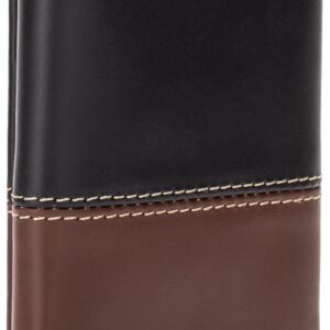 Timberland mens Leather Trifold Wallet With Id Window, Black/Brown (Hunter), One Size