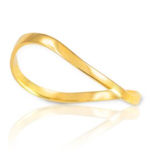 10k yellow gold high polish minimalist wavy curved band style thumb ring - size 10