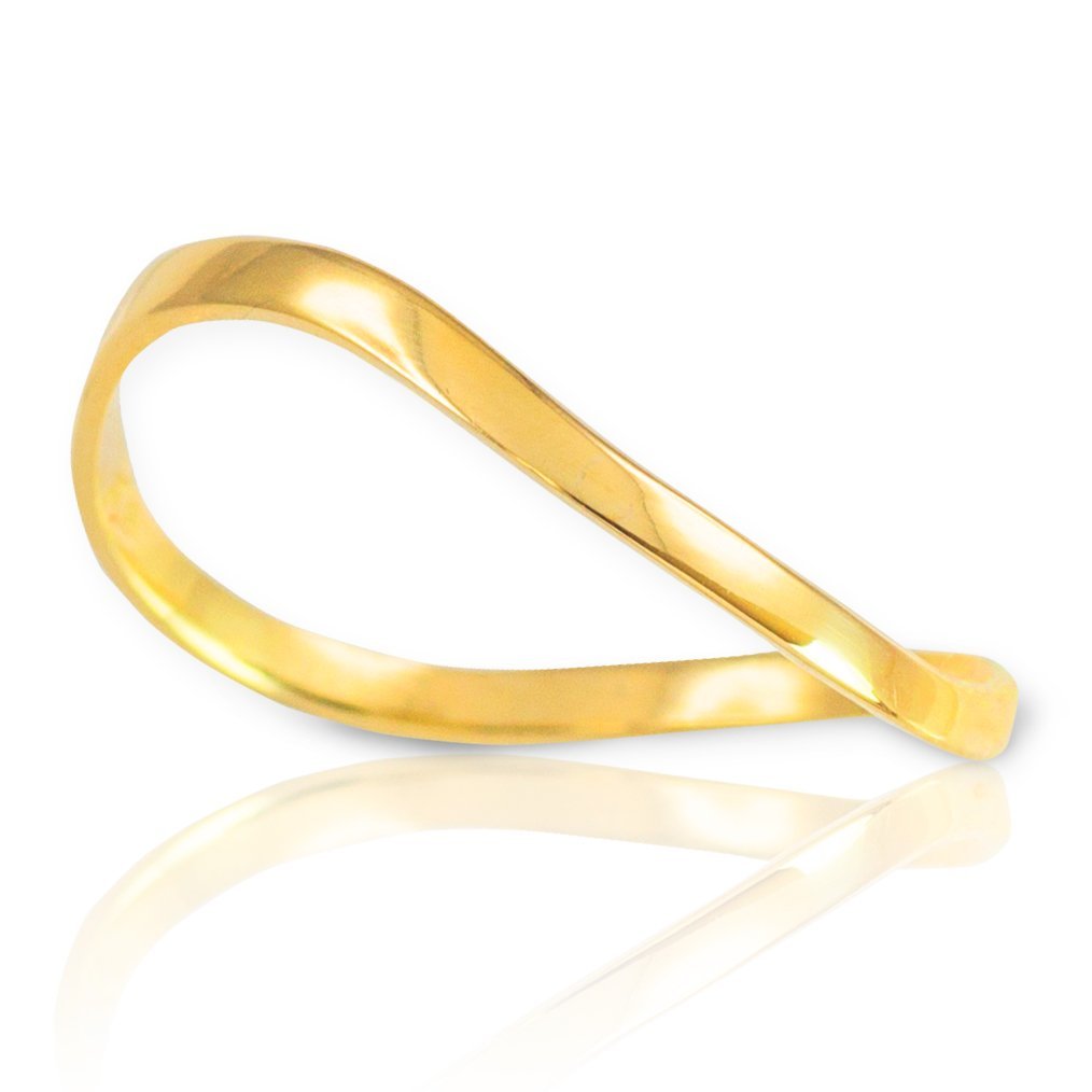 Thumb Rings High Polish 14k Yellow Gold Wave Band (Size 12.5)