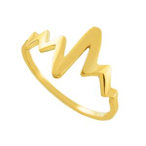 modern contemporary rings dainty 10k yellow gold lifeline pulse heartbeat ring (size 7.25)