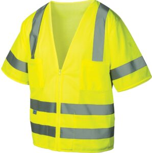 pyramex rvz31 series class 3 safety vest hi-vis lime extra large