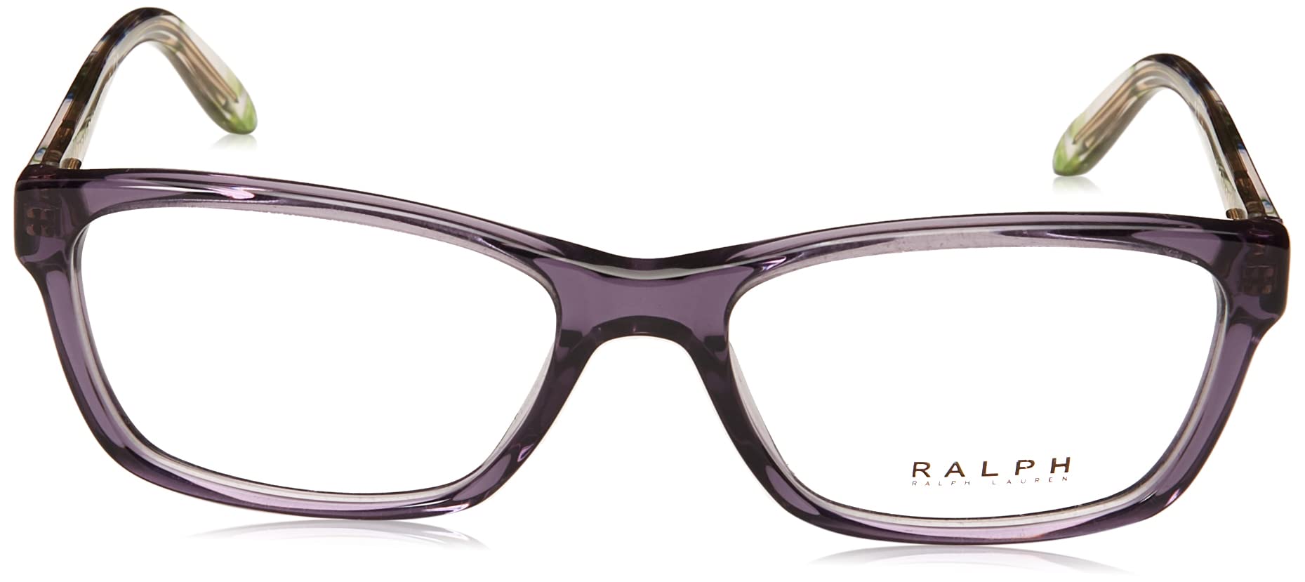 Ralph by Ralph Lauren Women's RA7039 Square Prescription Eyewear Frames, Shiny Transparent Violet/Demo Lens, 53 mm