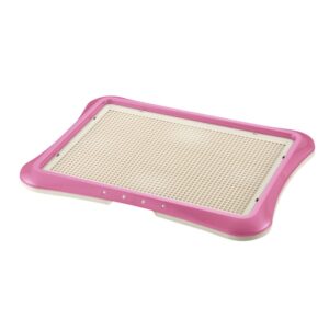 richell paw trax mesh training tray, pink 25.2 x 18.9 x 1.6" | richell paw trax mesh training tray: puppy potty pad holder for indoor use, anti-chewing and tearing, ideal for potty training puppies