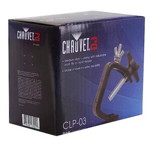 CHAUVET CLP-03 Standard C Clamps for DJ Lighting Setups and Systems, Fits 1-2 Inch Truss for Stable & Safe Light Mounting, 44 Pound Capacity, 2 Count