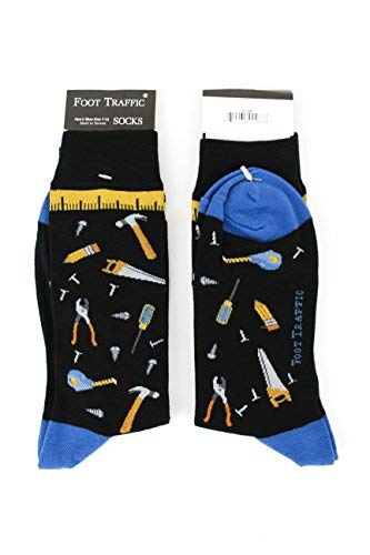 Foot Traffic Men's Socks, Fun Special-Interest Socks, Sizes 7–12 (Tools)