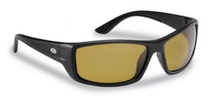 flying fisherman unisex-adult buchanan sunglasses, matte black frames/yellow-amber lens, medium