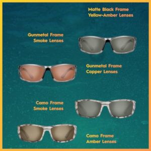 Flying Fisherman Polarized Sunglasses with 100% UVA & UVB Protection for Fishing, Biking, Golf, Hiking, Beach, Driving – BUCHANAN, Gunmetal Frames with Copper Tinted Lenses (7719GC)