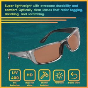 Flying Fisherman Polarized Sunglasses with 100% UVA & UVB Protection for Fishing, Biking, Golf, Hiking, Beach, Driving – BUCHANAN, Gunmetal Frames with Copper Tinted Lenses (7719GC)