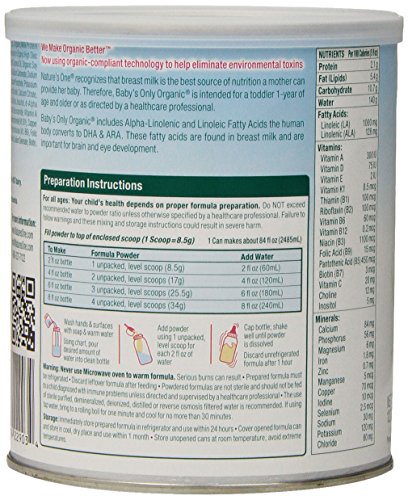 Baby's Only Toddler Formula, Lactose Relief, Organic, 12.7-Ounce Can