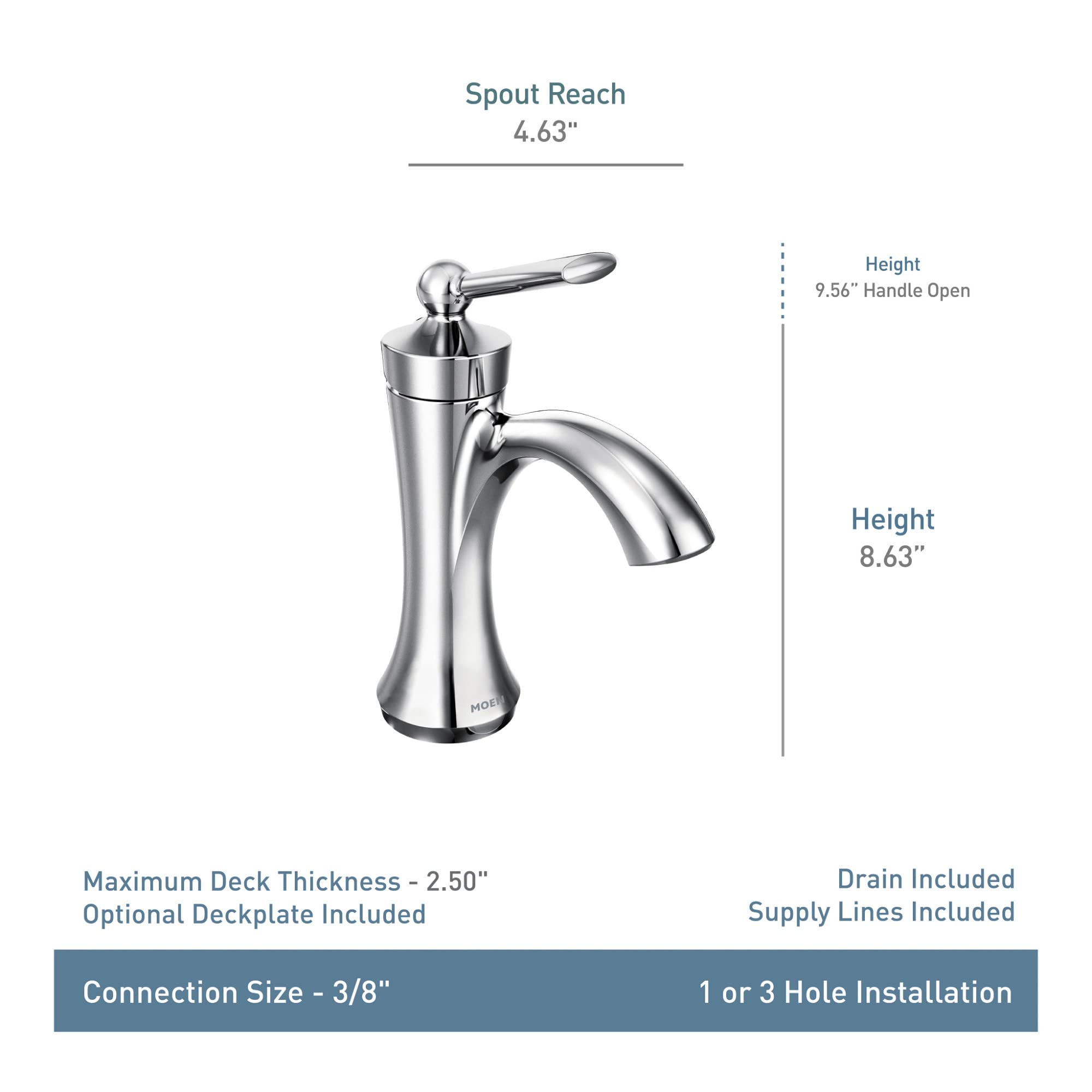 Moen Wynford Brushed Nickel One-Handle High-Arc Bathroom Faucet with Drain Assembly, 4500BN