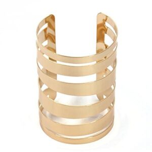 QTMY Alloy Metal Gold Hollow Hoop Open Cuff Wide Bracelet Bangle for Women Egyptian Costume(Gold2)