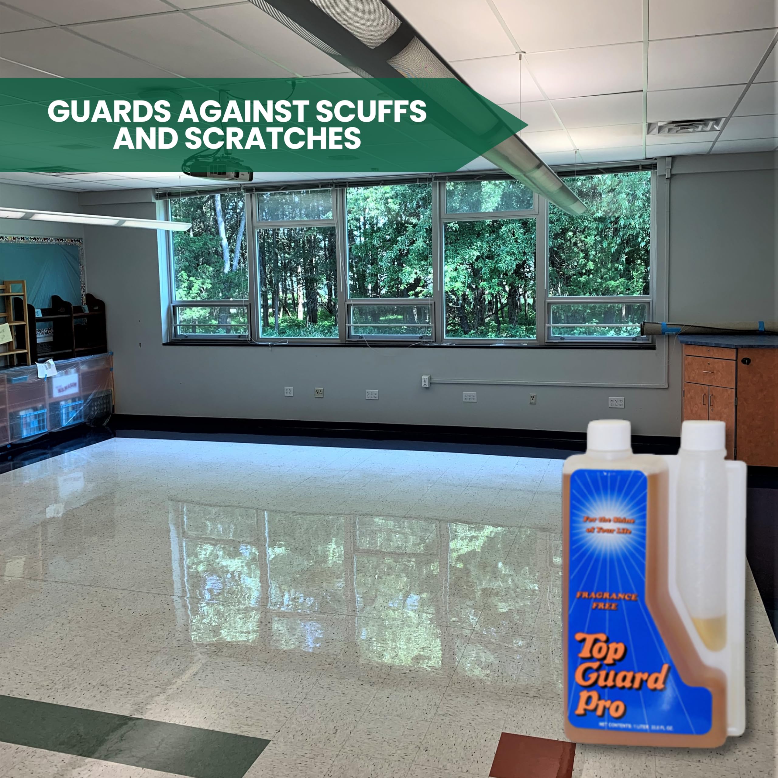 TOP GUARD PRO - Industrial and Commercial Cleaning Supplies Floor Protection, Surface Shield, Creating a Lustrous Wet Look Shine Floor Finish, Floor Shine for All Floors (6x1 Liter)