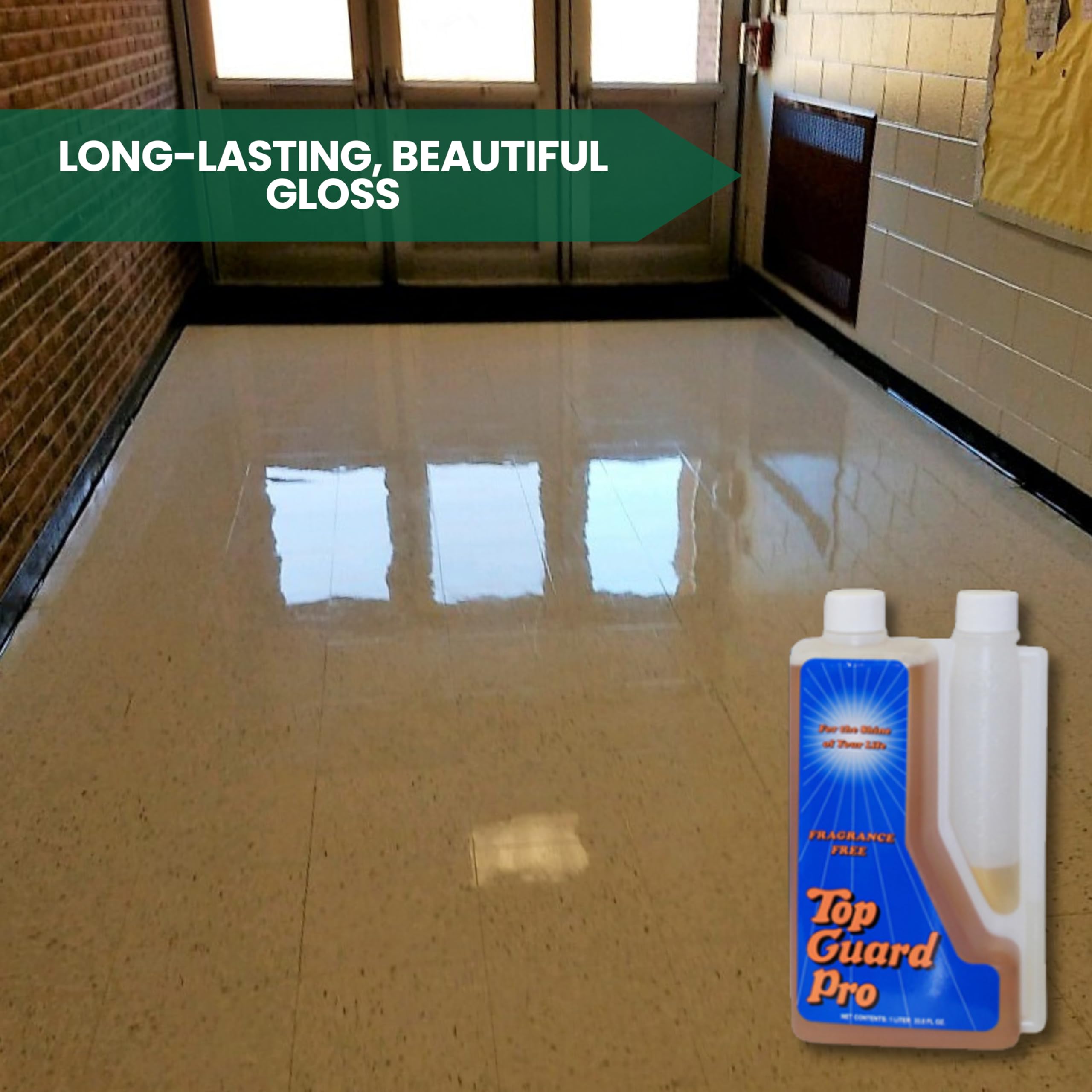 TOP GUARD PRO - Industrial and Commercial Cleaning Supplies Floor Protection, Surface Shield, Creating a Lustrous Wet Look Shine Floor Finish, Floor Shine for All Floors (6x1 Liter)