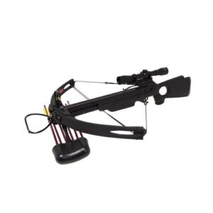 spider 150 lb compound crossbow 4x32 scope + extra arrows + quiver + rope cocking device + broadheads package (black)