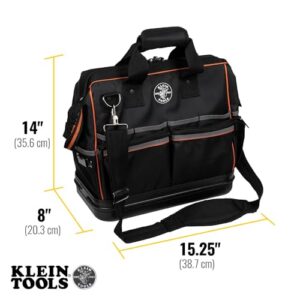 Klein Tools 55431 Tool Bag with Molded Bottom, Padded Shoulder Strap and Lighted Tool Storage with 31 Pockets