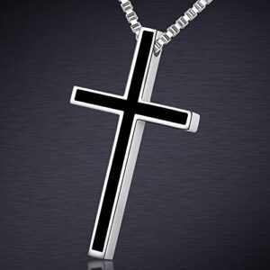 Honeystore Unisex Titanium Steel Rolo Chain Crucifix Cross Pendant Easter Prayer Necklace Length 20.86 inches