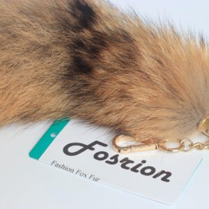 Fosrion Real Fox Tail Fur Keychain Clasp Fashion Charm Cosplay Toy (Red & Thin)