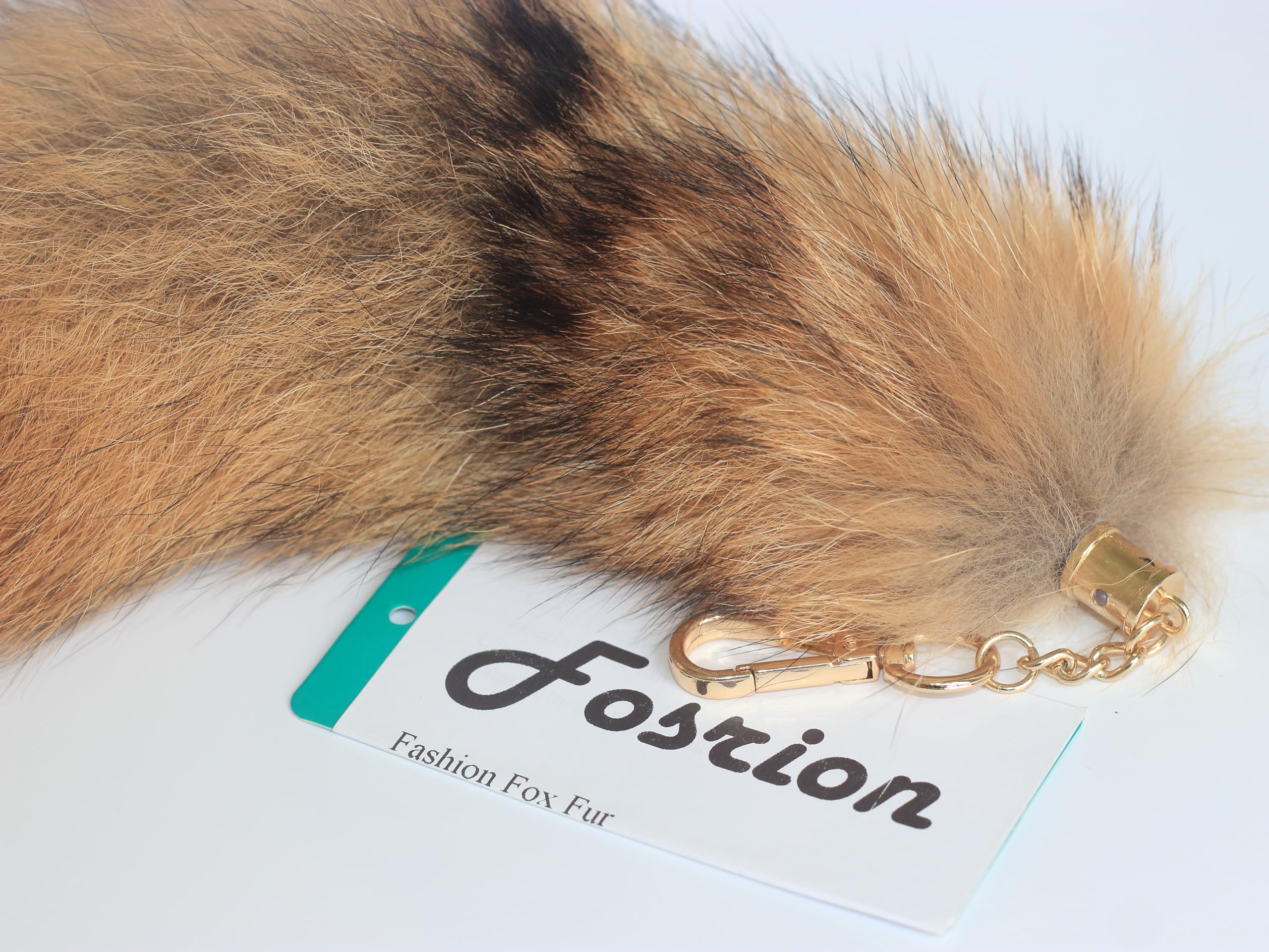 Fosrion Real Fox Tail Fur Keychain Clasp Fashion Charm Cosplay Toy (Red & Thin)