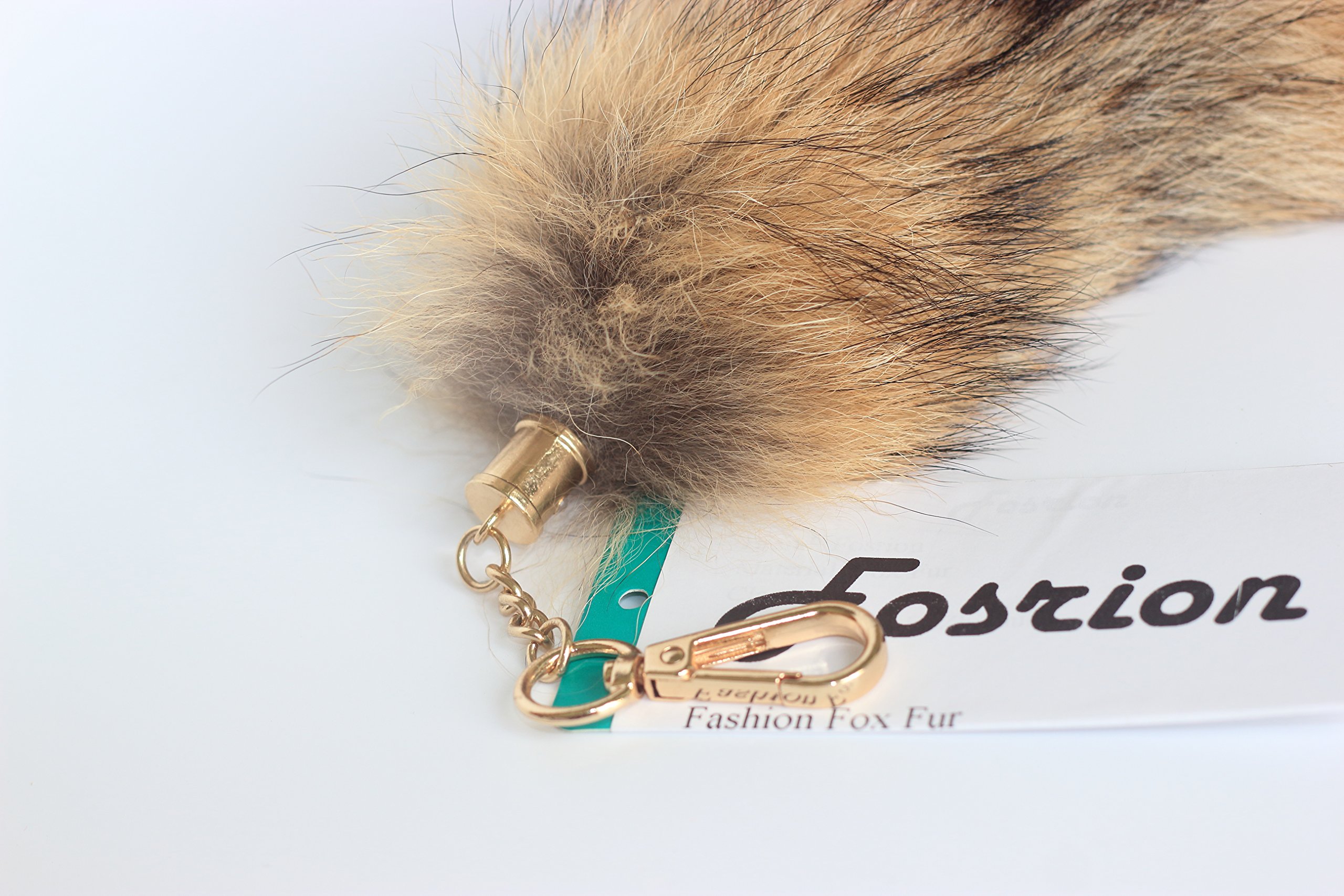 Fosrion Real Fox Tail Fur Keychain Clasp Fashion Charm Cosplay Toy (Red & Thin)