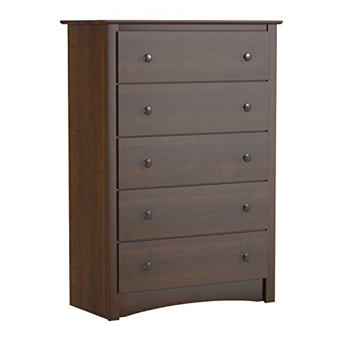 Prepac Fremont Superior 5-Drawer Chest for Bedroom - Spacious and Stylish Chest of Drawers, Measuring 17.75"D x 31.5"W x 44.75"H, In Espresso Finish