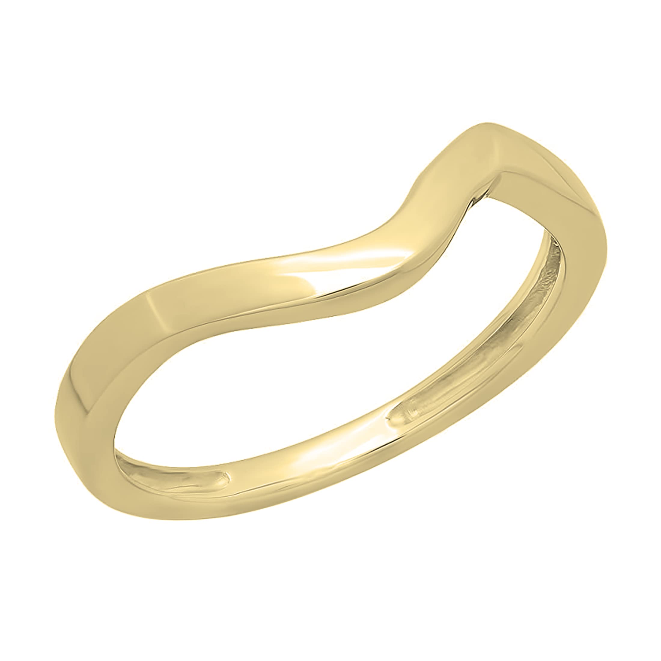 Dazzlingrock Collection 14K Ladies Anniversary Wedding Stackable Contour Band Guard Ring, Yellow Gold, Size 7