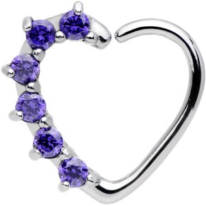 body candy women's 16 gauge purple heart right closure daith cartilage tragus earring body piercing barbell, one size