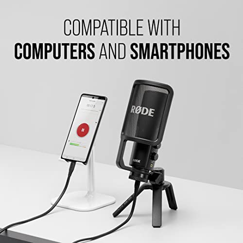 RØDE NT-USB+ Professional-Grade USB Condenser Microphone For Recording Studio Quality Audio Directly To A Computer Or Mobile Device, Black