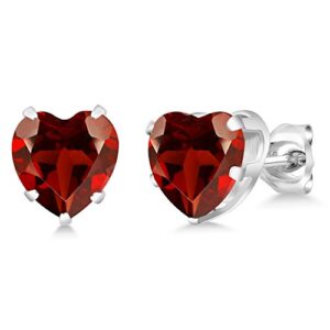 Gem Stone King 925 Sterling Silver 8MM Heart Shape Gemstone Birthstone Stud Earrings For Women