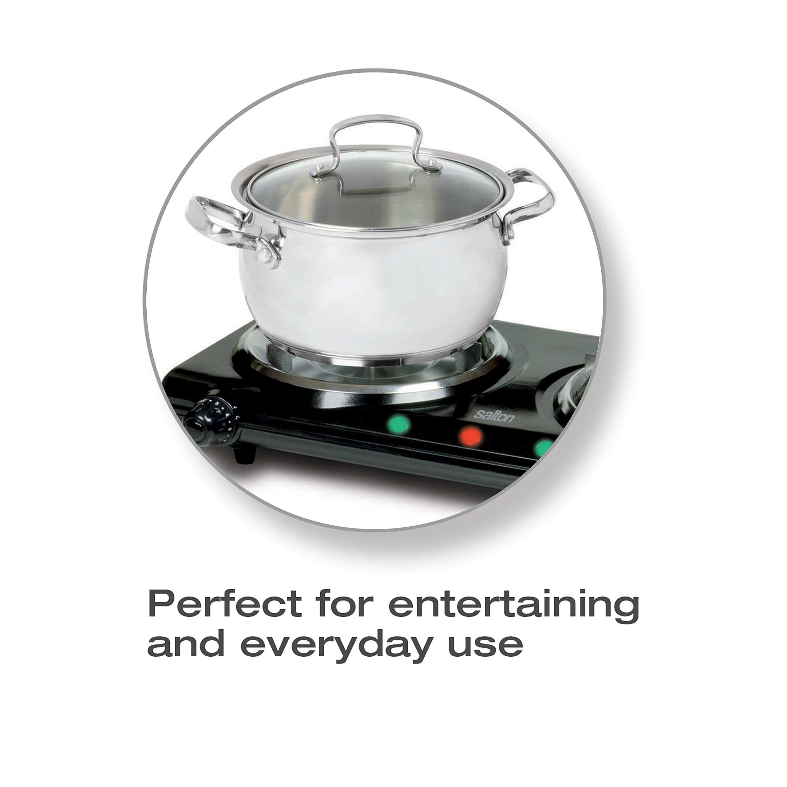 Salton Portable Double Cooktop, 3.45 lb, Black