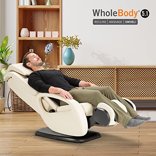 Human Touch WholeBody 5.1 Full Body Massage Chair Recliner Living Room Chair w/ Retractable Ottoman- Personal Professional-Grade Stress + Muscle Pain Relief for Foot Leg Back Neck Massager - Black