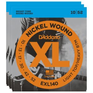 3 sets of d'addario exl140 nickel wound electric guitar strings, light top/heavy