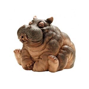 Design Toscano EU35009 Hanna The Hippo African Decor Piped Pond Spitter Statue Water Feature, full color