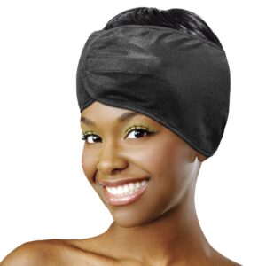 DONNA COLLECTION PREMIUM SATIN WRAP Silk Hair Wrap for Sleeping Head Wrap for Women, 1PC BLACK COLOR