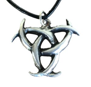 trilogy jewelry pewter triple moon goddess pagan pendant on leather necklace