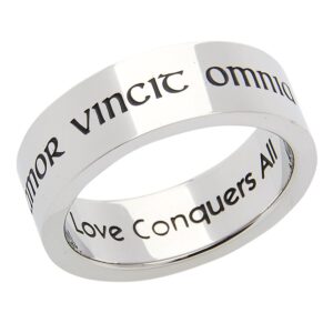 7mm stainless steel women's ring - love conquers all amor vincit omnia latin poesy ring , jewelry & gifts size 7