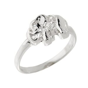 Good Luck Charms Fine 925 Sterling Silver CZ-Studded Lucky Elephant Ring (Size 12)