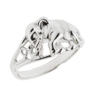 Animal Kingdom 925 Sterling Silver Open Design Indian Elephant Ring (Size 9.5)