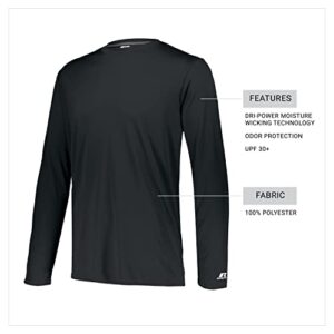 Russell Athletic Men's Standard Long Sleeve Performance Tee, Black, Large