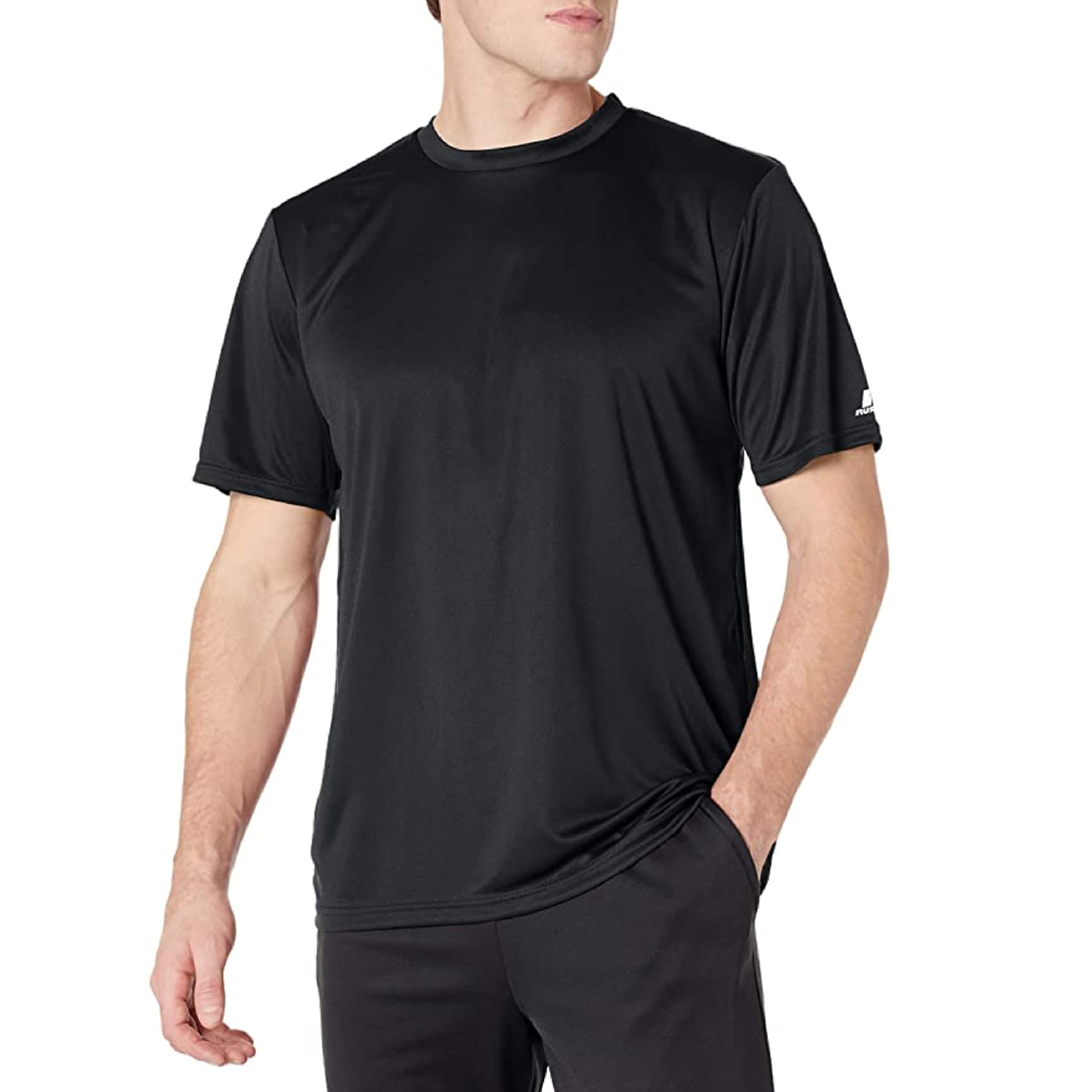 Russell Athletic Mens Short Sleeve Performance T-Shirt, Black, 3X-Large Plus