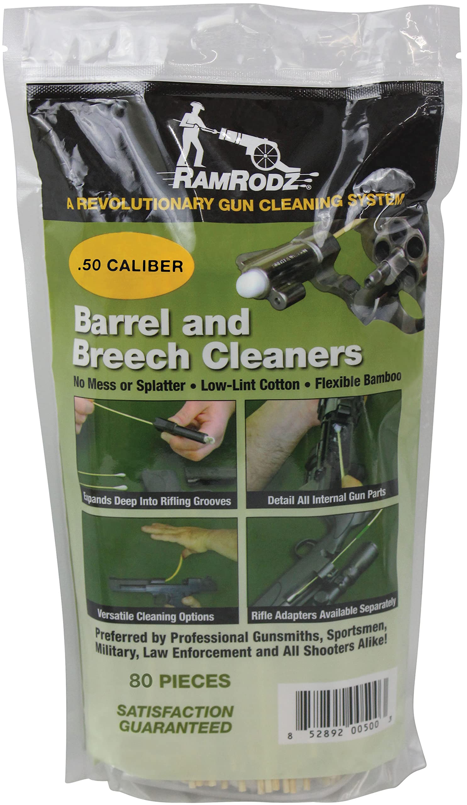 RamRodz Barrel and Breech Cleaners (75-Pack), .50-Caliber