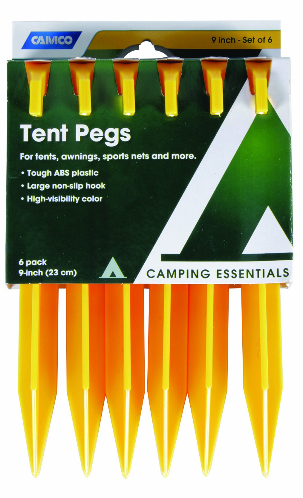 Camco 51045 ABS Tent Pegs, Pack of 6-9"