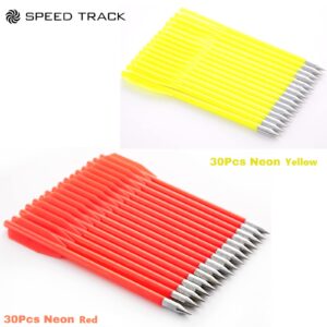 SPEED TRACK 60PCS Red and Yellow 6.25 Inch 50-80LB Mini Archery Crossbow Bolts Set with Sharp Metal Tip, Reusable Durable Arrow Darts For Shooting Target Practice, Small Hunting Games, Outdoor Fishing