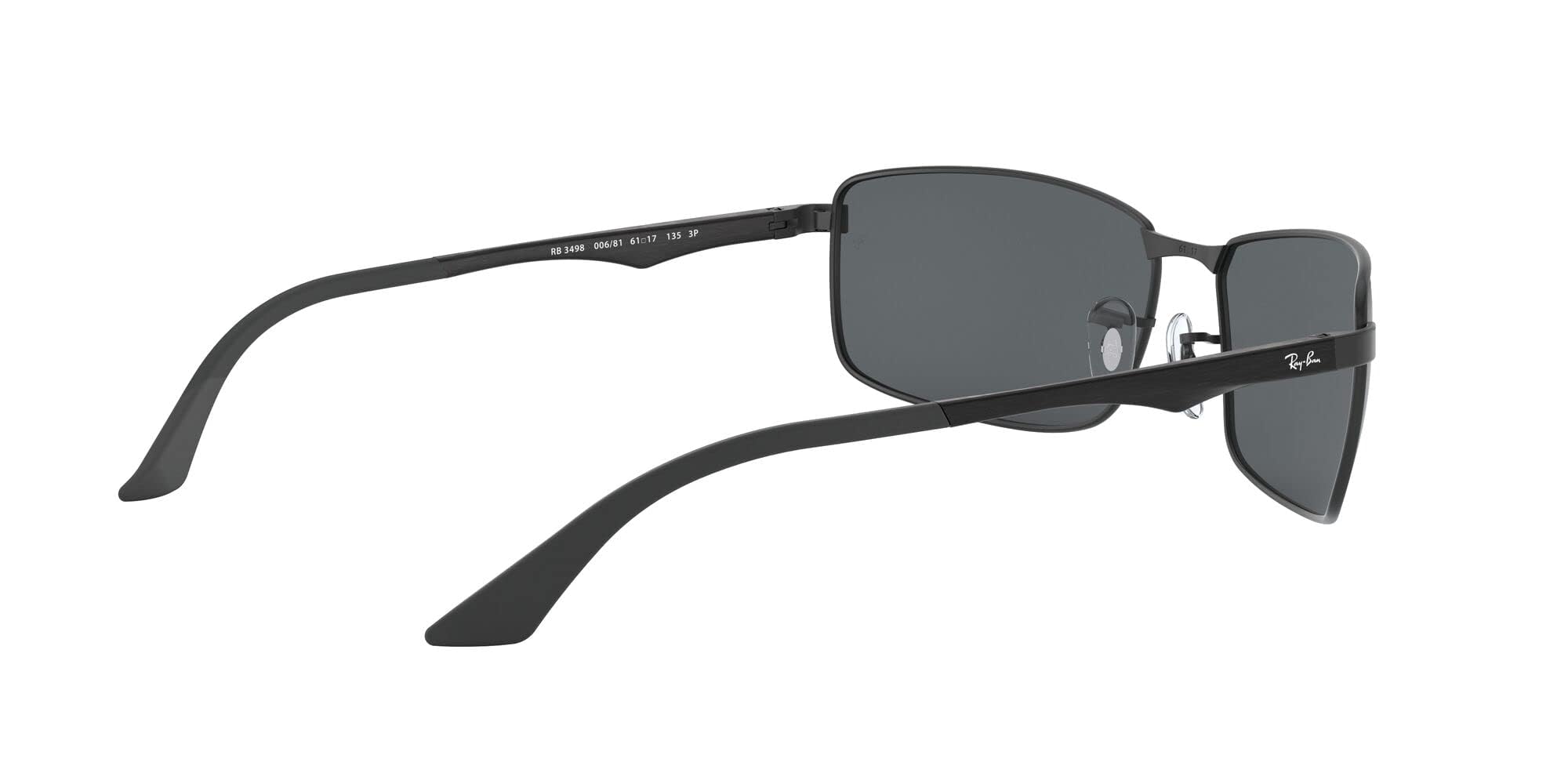 Ray-Ban Men's RB3498 Rectangular Sunglasses, Matte Black/Polarized Grey, 64 mm