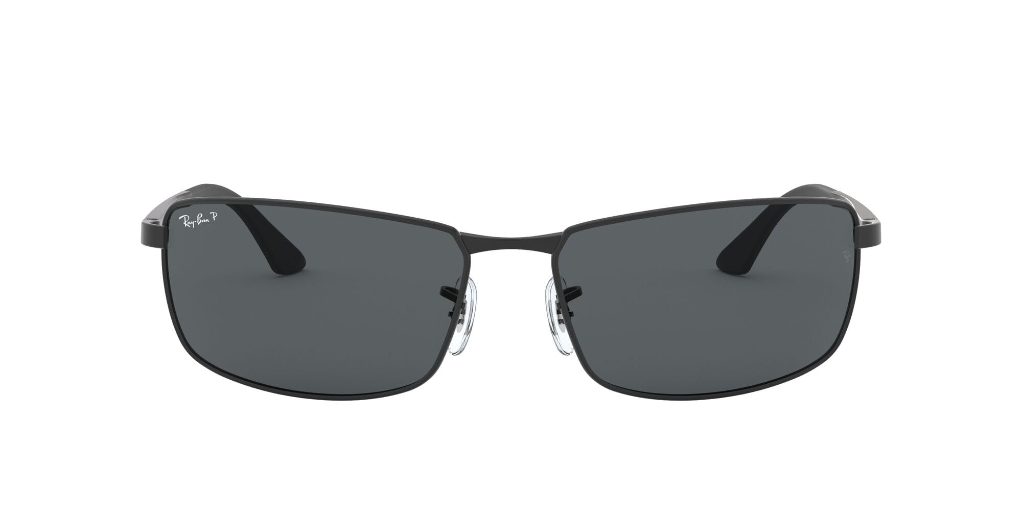 Ray-Ban Men's RB3498 Rectangular Sunglasses, Matte Black/Polarized Grey, 64 mm