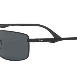 Ray-Ban Men's RB3498 Rectangular Sunglasses, Matte Black/Polarized Grey, 64 mm