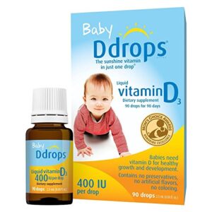 Ddrops 1072834 400 IU Liquid Vitamin D3 Drops for Babies, 0.08 Fl. Oz (Pack of 2)